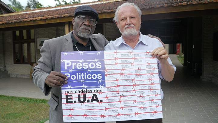 Willie Baptist and João Pedro Stédile of the Landless Workers' Movement at the Florestan Fernandes National School in Brazil.