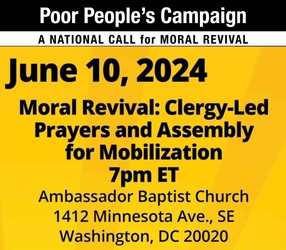 Moral Revival meeting on JUne 10th in DC